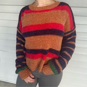 Woven Heart Vibrant Striped Sweater